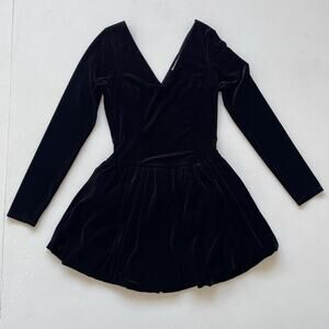 Vtg Y2K Black Velvet Bubble Mini Dress / M / Grunge Whimsigoth Balletcore